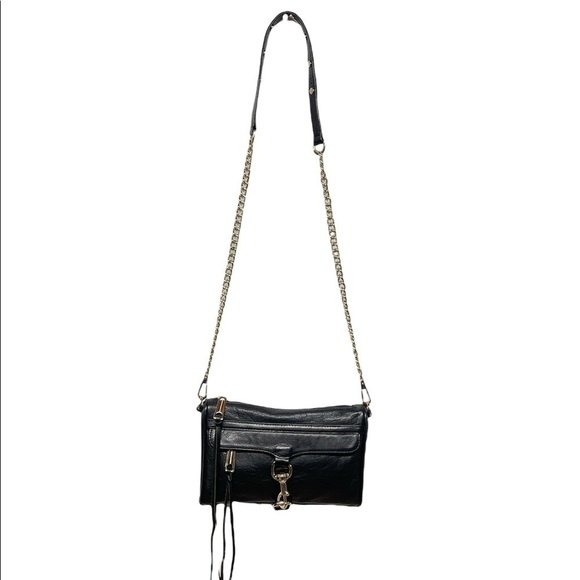 EUC Rebecca Minkoff Mini M.A.C. Crossbody Black Genuine Leather Gold Hardware - Picture 5 of 16